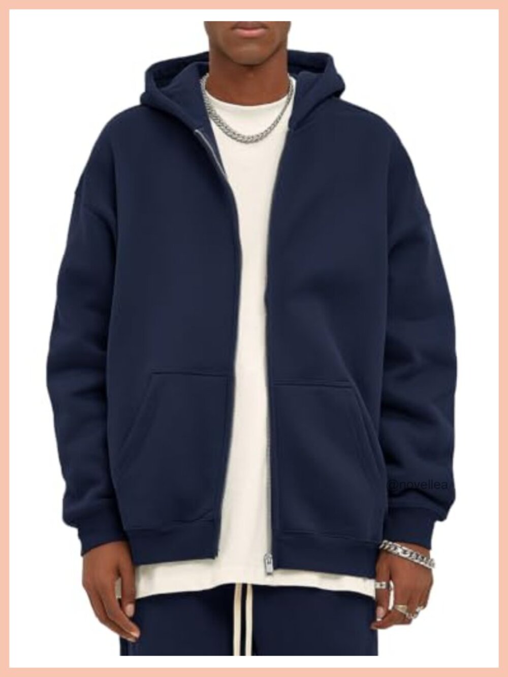 Oversized Fleece Zip Up Hoodie Cotton Blend Sweatshirt with Pockets